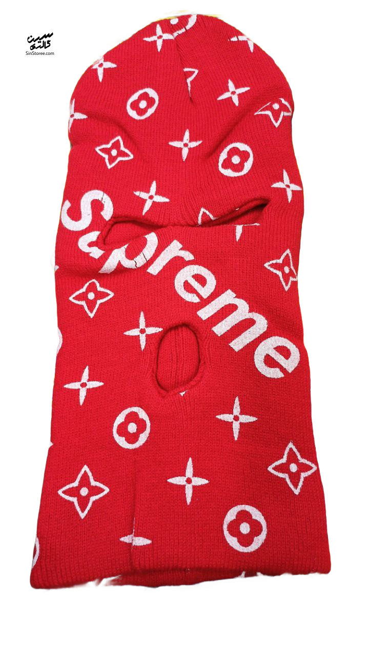 فیس ماسک بافت قرمز طرحدار چاپی برند Supreme x LV فری سایز